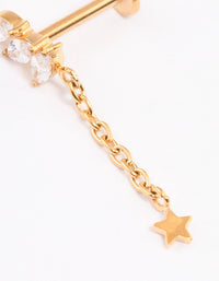 Gold Plated Surgical Steel Cubic Zirconia Triple Leaf Drop Flat Back - link has visual effect only