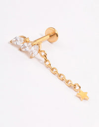 Gold Plated Surgical Steel Cubic Zirconia Triple Leaf Drop Flat Back - link has visual effect only
