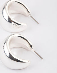 Silver Wide Chubby Hoop Earrings - link has visual effect only