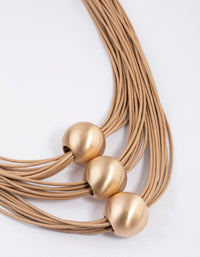 Gold Wax Cord Triangle Ball Necklace - link has visual effect only