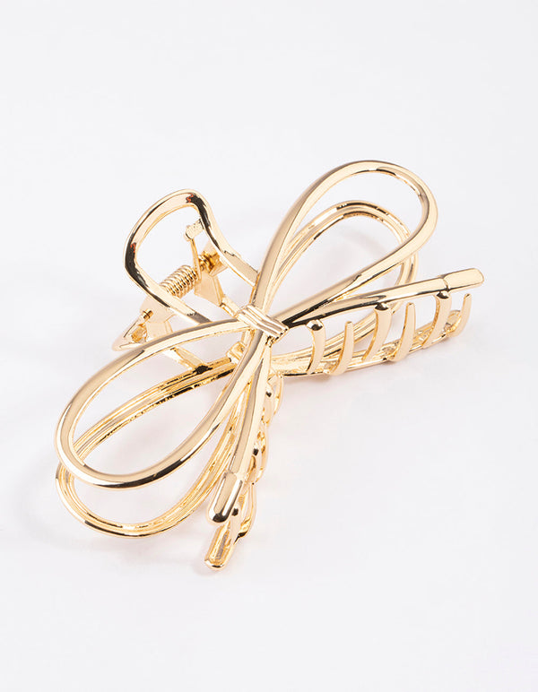 Gold Molten Large Bow Claw Clip