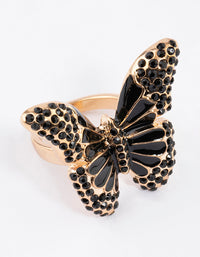 Black Grand Butterfly Cocktail Ring - link has visual effect only