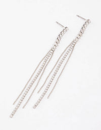 Rhodium Cubic Zirconia Skinny Stranded Drop Earrings - link has visual effect only