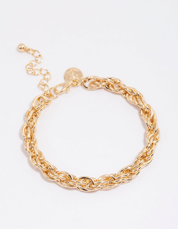 Gold Rope Double Chain Bracelet