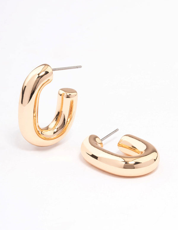 Gold Chubby Oval Hoop Earrings