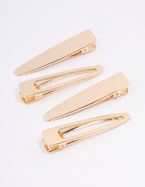 Gold Long Simple Hair Clips 4-Pack - Lovisa