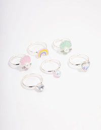 Kids Silver Shell Ring 6-Pack - link has visual effect only