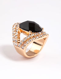 Black Elegant Oval Statement Ring - link has visual effect only