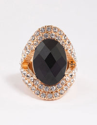 Black Elegant Oval Statement Ring - link has visual effect only