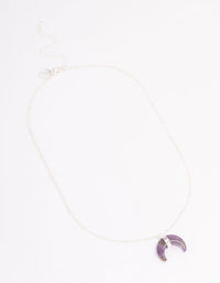 Silver Amethyst Eclipse Moon Pendant Necklace - link has visual effect only