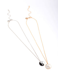 Mixed Metal Round Yin & Yang Necklace Pack - link has visual effect only