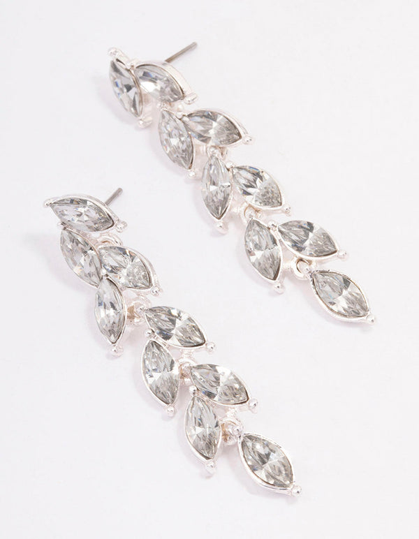Silver Diamante Vine Drop Earrings