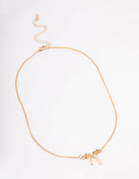 Gold Plain Bow Necklace - link has visual effect only