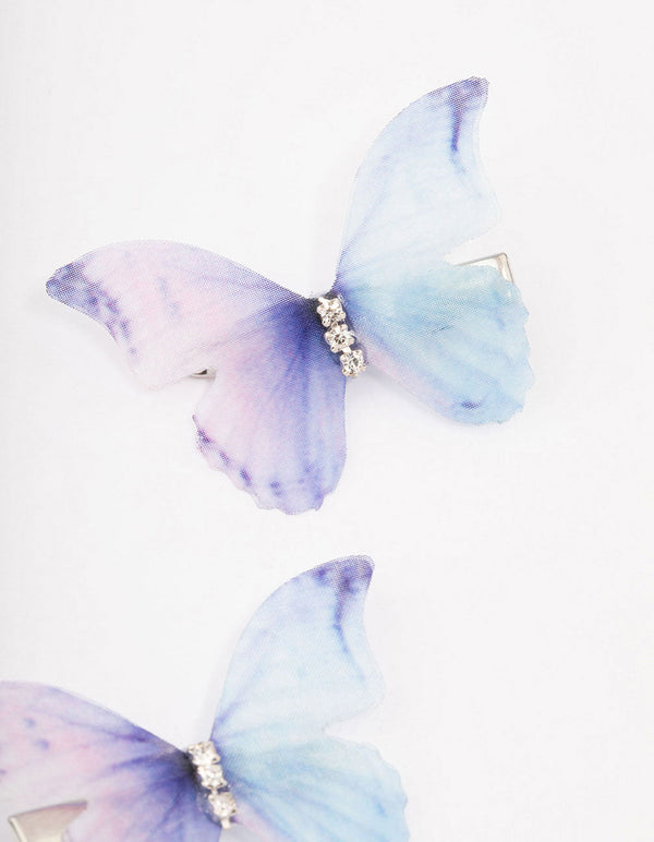 Blue Diamante Butterfly Hair Clip Pack - Lovisa