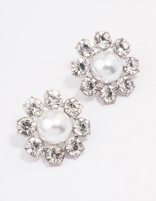 Faux Pearl And Diamante Bee Earrings - British Retro