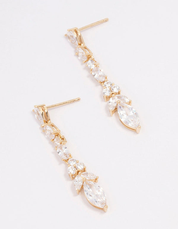 Gold Line Mixed Stone Drop Earrings