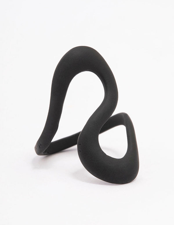 Black Curved Swoop Ring