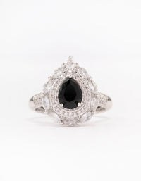 Black Flare Pear Cubic Zirconia Ring - link has visual effect only