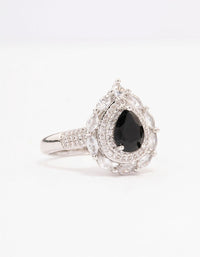 Black Flare Pear Cubic Zirconia Ring - link has visual effect only