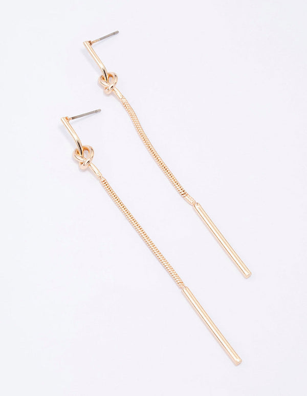 Gold Twisted Knotted Drop Earrings