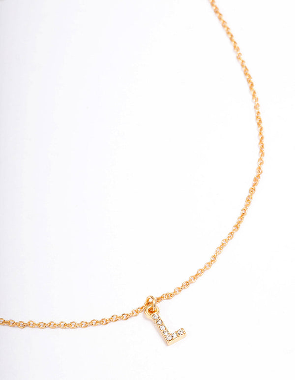 Gold Initial Letter L Pendant Necklace | INXSKY