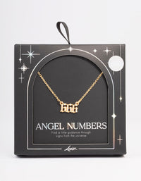 Gold Plated Cubic Zirconia 666 Angel Number Pendant Necklace - link has visual effect only