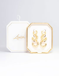 Gold Plated Small Textured Hoop Earring 3-Pack - link has visual effect only