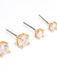 Gold Plated Cubic Zirconia Stud Earring Pack - link has visual effect only