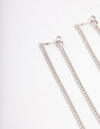 Rhodium Cubic Zirconia Skinny Layered Drop Earrings - link has visual effect only