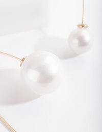 Gold Double Pearl Bead Earrings - link has visual effect only
