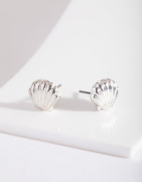 Silver Faux Shell Stud Earrings - link has visual effect only