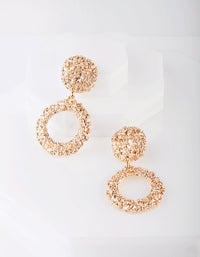 Gold Textured Round Drop Earrings - link has visual effect only