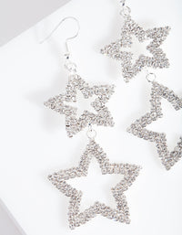 Diamante Double Star Drop Earrings - link has visual effect only