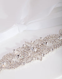 Diamante Silver White Sash Headband - link has visual effect only
