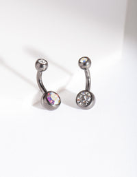Gunmetal Mini Belly Bar Duo - link has visual effect only