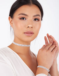Four Row Diamante Choker & Bracelet Set - link has visual effect only