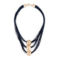 Midnight Navy Gold Ball Trio Necklace - link has visual effect only