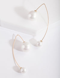 Gold Double Pearl Bead Earrings - link has visual effect only