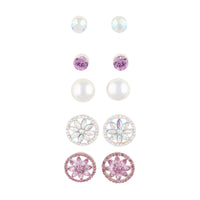 Silver Decorative Diamante 5-Pack Clip On Earring - link has visual effect only