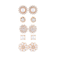 Gold Pearl Flower 5-Pack Clip On Earring - link has visual effect only