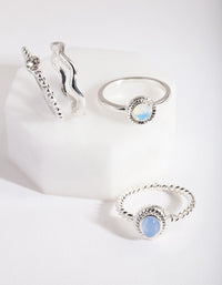 Silver Blue Stone Ring Stack - link has visual effect only