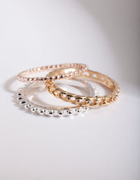 Mixed Metal Chain Ring Stack - link has visual effect only