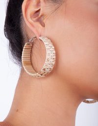 Brown Raffia Chunky Hoop Earrings - link has visual effect only