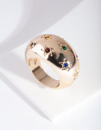 Gold Rainbow Diamante Star Ring - link has visual effect only