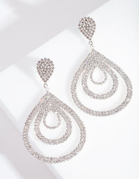 Silver Diamante Multi Droplet Drop Earrings - link has visual effect only