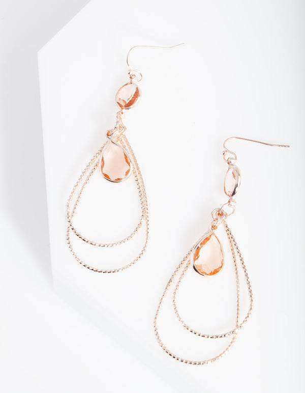Rose Gold Textured Stone Earrings