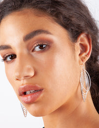 Silver Diamond Cut Multi Layer Drop Earrings - link has visual effect only