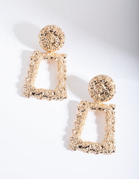 Gold Textured Mini Geometric Earrings - link has visual effect only
