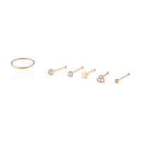 Gold Mixed Nose Piercing 6-Pack - link has visual effect only