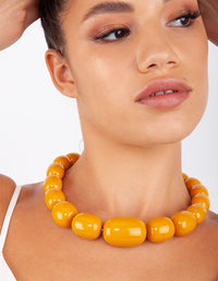 Yellow Acrylic Bead Short Necklace - link has visual effect only